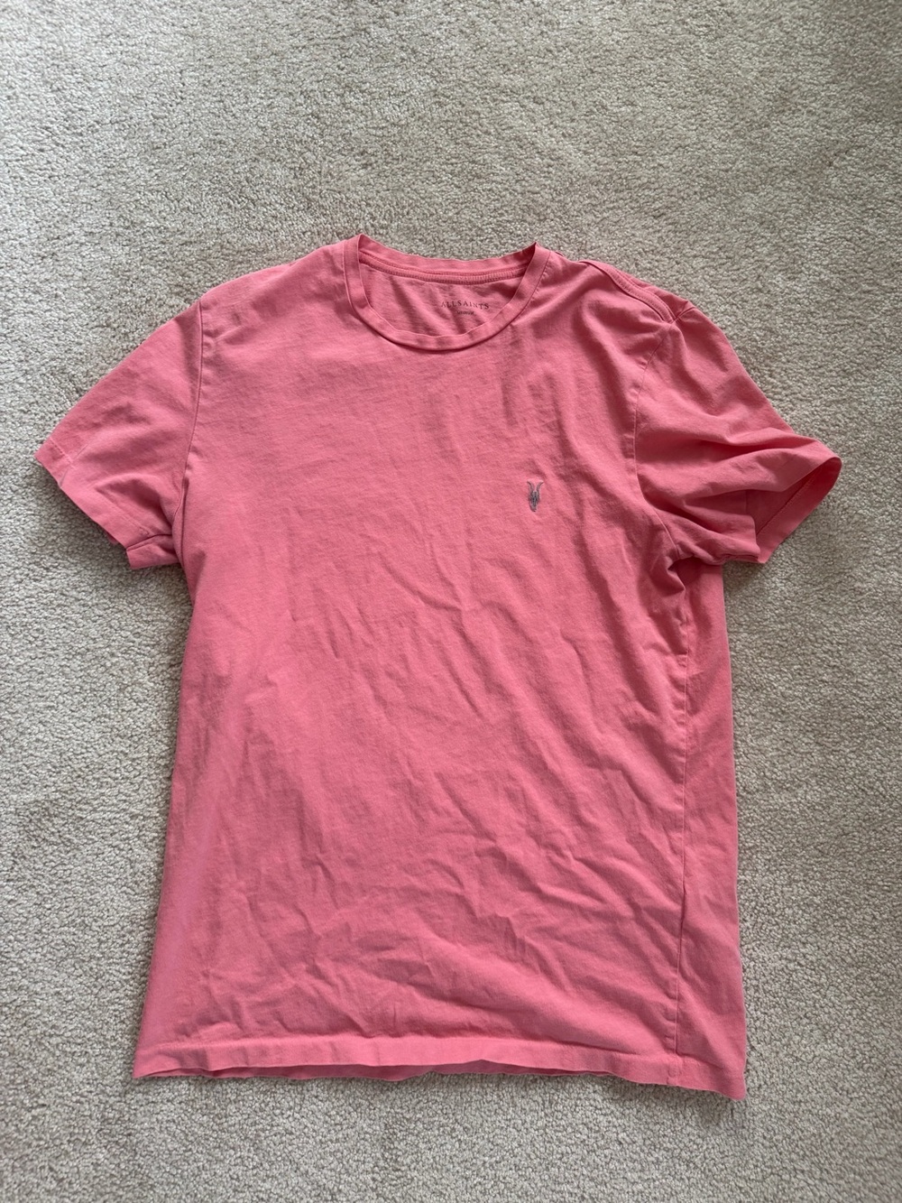 All Saints Men's Coral Pink Crewneck T‑Shirt